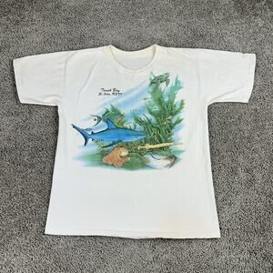 Vintage Harlequin Nature Graphics Shirt Mens Small Trunk Bay USVI Sea Life 90s
